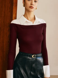 COMMENSE Panel Jersey Slim Top* T-shirts|Tops