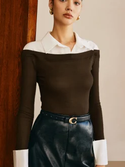 COMMENSE Panel Jersey Slim Top* T-shirts|Tops