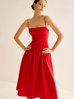 COMMENSE Panel Pleated Cami Dress* Casual Dresses|Vacation Dresses