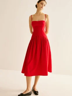 COMMENSE Panel Pleated Cami Dress* Casual Dresses|Vacation Dresses