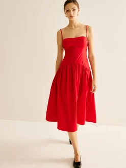 COMMENSE Panel Pleated Cami Dress* Casual Dresses|Vacation Dresses