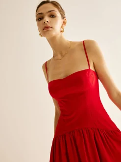 COMMENSE Panel Pleated Cami Dress* Casual Dresses|Vacation Dresses
