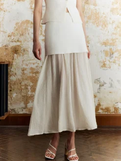 COMMENSE Panel Pleated Maxi Skirt* Skirts|Bottoms