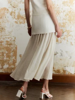 COMMENSE Panel Pleated Maxi Skirt* Skirts|Bottoms