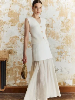 COMMENSE Panel Pleated Maxi Skirt* Skirts|Bottoms