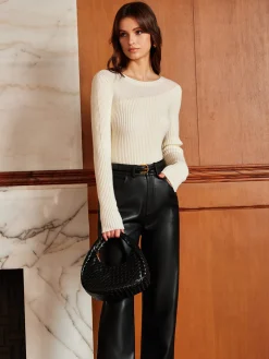 COMMENSE Panel Ribbed Slim Sweater* Sweater Tops|Sweaters & Cardigans