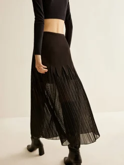 COMMENSE Panel Sheer Zipper Midi Skirt* Skirts|Bottoms