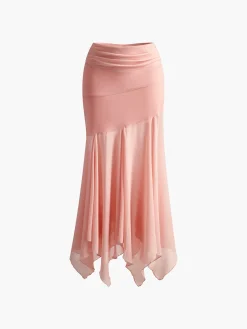 COMMENSE Paneled Pleated Maxi Skirt* Skirts|Bottoms
