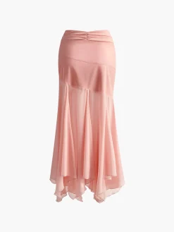 COMMENSE Paneled Pleated Maxi Skirt* Skirts|Bottoms