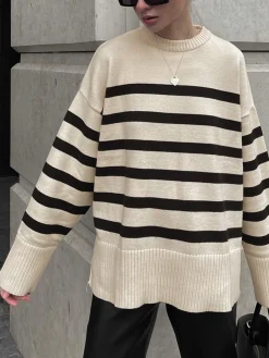 COMMENSE Parisian Stripe Sweater* Sweater Tops|Sweaters & Cardigans