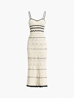 COMMENSE Paros Crochet Eyelet See Through Midi Dress* White Dresses|Sweater Dresses