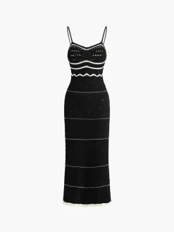 COMMENSE Paros Crochet Eyelet See Through Midi Dress* White Dresses|Sweater Dresses
