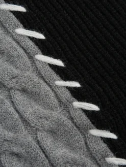 COMMENSE Patchwork Cable Knit Contrast Stitch Cardigan* Cardigans|Sweaters & Cardigans