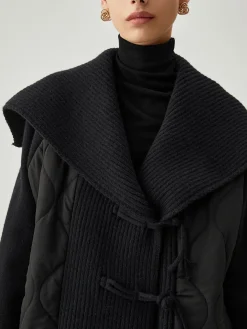 COMMENSE Patchwork Collared Geometric Winter Coat* Outerwear|Tops