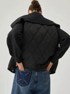 COMMENSE Patchwork Collared Geometric Winter Coat* Outerwear|Tops