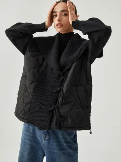 COMMENSE Patchwork Collared Geometric Winter Coat* Outerwear|Tops