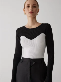 COMMENSE Patchwork Contrast Crew Neck Sweater* Sweater Tops|Sweaters & Cardigans
