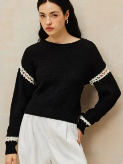 COMMENSE Patchwork Design Pullover Sweater* Sweater Tops|Sweaters & Cardigans