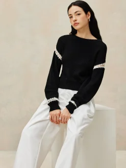 COMMENSE Patchwork Design Pullover Sweater* Sweater Tops|Sweaters & Cardigans