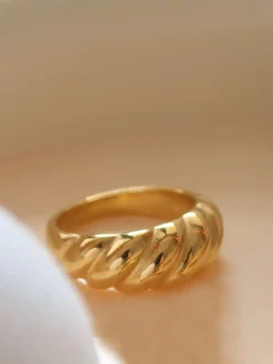 COMMENSE 1pc Croissant Hemp Pattern Ring* Rings & Bracelets|Accessories