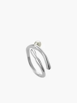 COMMENSE 1pc Faux Pearl Open Hoop Ring* Rings & Bracelets|Accessories