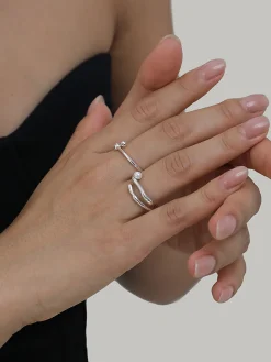 COMMENSE 1pc Faux Pearl Open Hoop Ring* Rings & Bracelets|Accessories