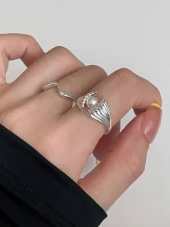 COMMENSE 1pc Pearl In Shell Open Ring* Rings & Bracelets|Accessories
