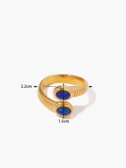 COMMENSE 1pc Sapphire & Turquoise Snake Ring* Rings & Bracelets|Accessories