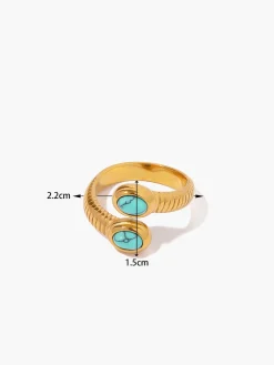COMMENSE 1pc Sapphire & Turquoise Snake Ring* Rings & Bracelets|Accessories