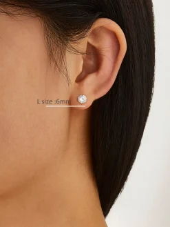 COMMENSE 1pc Shinny Zircon Stud Earrings* Earrings|Accessories