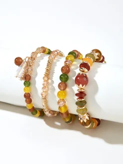 COMMENSE 4PCS Artificial Crystal Beaded Bracelet* Rings & Bracelets|Accessories