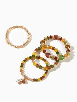 COMMENSE 4PCS Artificial Crystal Beaded Bracelet* Rings & Bracelets|Accessories