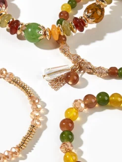 COMMENSE 4PCS Artificial Crystal Beaded Bracelet* Rings & Bracelets|Accessories
