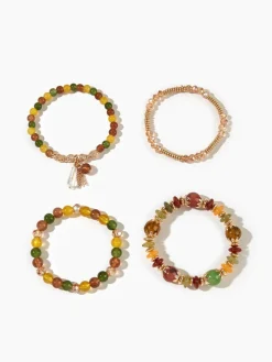 COMMENSE 4PCS Artificial Crystal Beaded Bracelet* Rings & Bracelets|Accessories