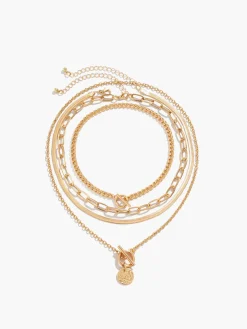 COMMENSE 4pcs Chunky Stacking Pendant Necklace* Necklaces|Accessories