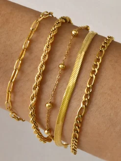 COMMENSE 5pcs Geometric en Chain Bracelet* Rings & Bracelets|Accessories