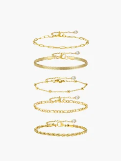COMMENSE 5pcs Geometric en Chain Bracelet* Rings & Bracelets|Accessories