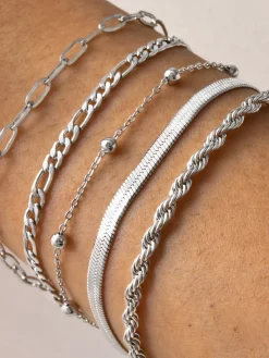 COMMENSE 5pcs Geometric en Chain Bracelet* Rings & Bracelets|Accessories