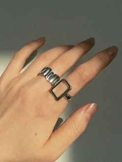 COMMENSE 2pcs Geometric Ribbed Ring* Rings & Bracelets|Accessories