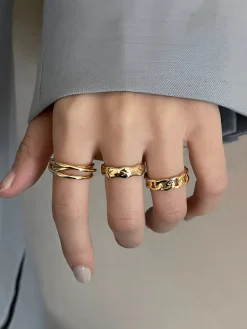 COMMENSE 3pcs en Tunnel Twisted Hoop Ring* Rings & Bracelets|Accessories