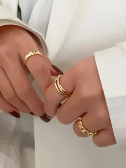COMMENSE 3pcs en Tunnel Twisted Hoop Ring* Rings & Bracelets|Accessories