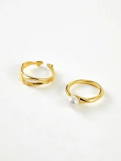 COMMENSE 2pcs en Wavy Pearl Open Ring* Rings & Bracelets|Accessories