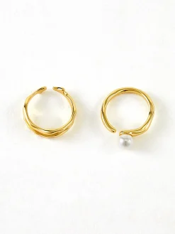 COMMENSE 2pcs en Wavy Pearl Open Ring* Rings & Bracelets|Accessories