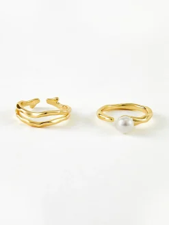 COMMENSE 2pcs en Wavy Pearl Open Ring* Rings & Bracelets|Accessories