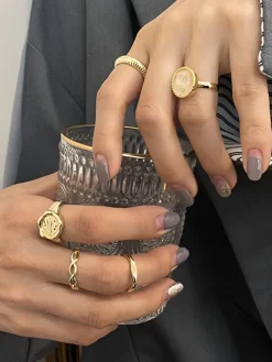 COMMENSE 5pcs High-End en Hoop Ring* Rings & Bracelets|Accessories