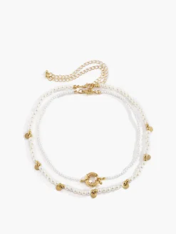COMMENSE 2pcs Pearl Beaded en Hoop Necklace* Necklaces|Accessories