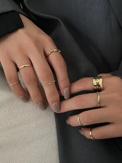 COMMENSE 8pcs Simple Ring* Rings & Bracelets|Accessories