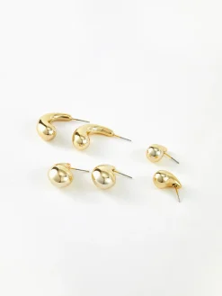 COMMENSE 3pcs Water Drop Stud Earrings* Earrings|Accessories