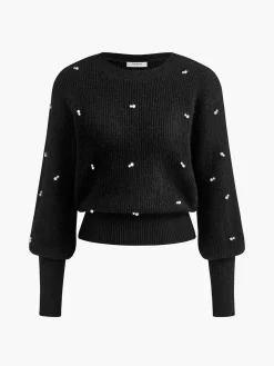 COMMENSE Pearl Beaded Cinched Sweater* Sweater Tops|Sweaters & Cardigans