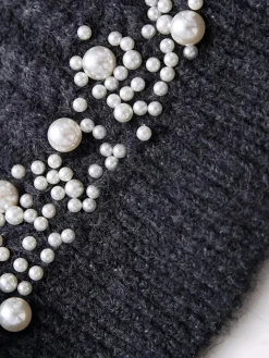 COMMENSE Pearl Beaded Long Sleeve Knit Top* Knitwear|Tops